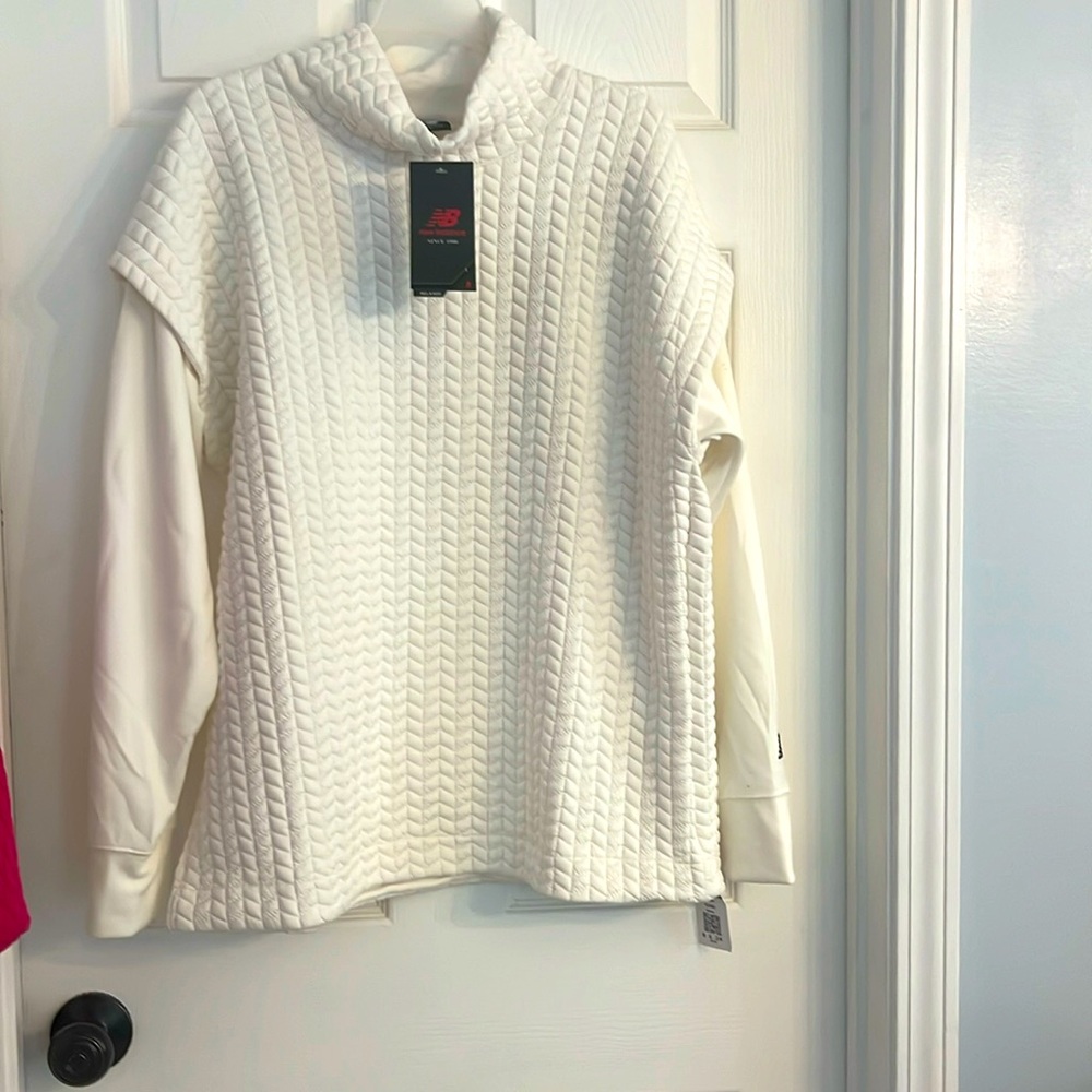 NWT! New Balance Nb Heatloft Quilted Sweatshirt Size Large Ivory/Cream